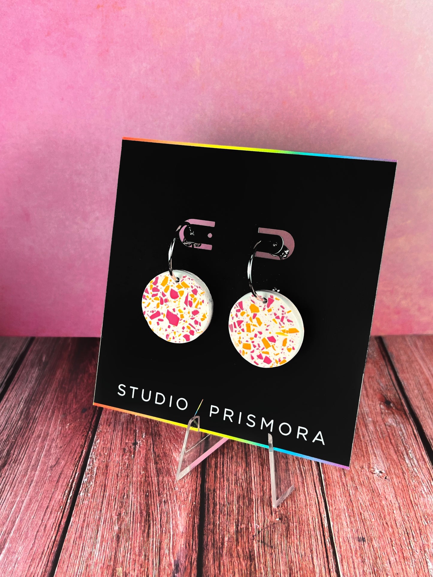 Terrazzo Circle Hoop Earrings - Stainless Steel