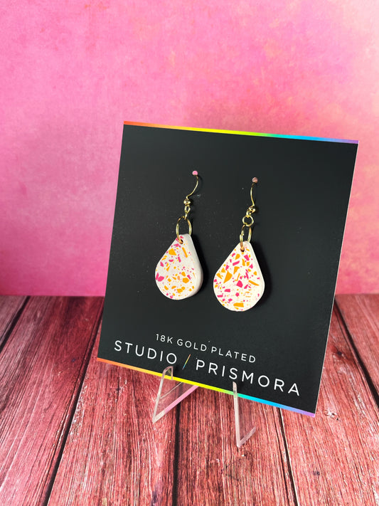 Terrazzo Teardrop Earrings - Gold