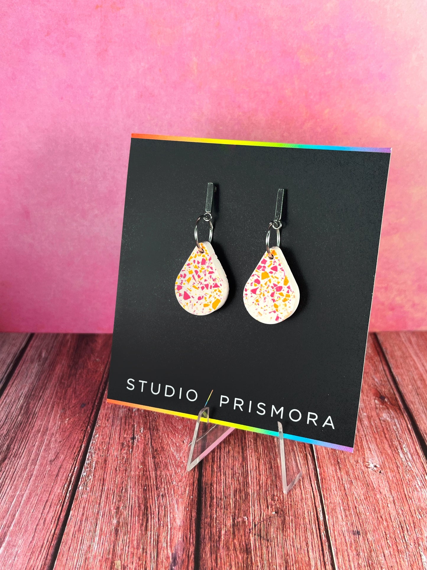 Terrazzo Teardrop Earrings - Stainless Steel