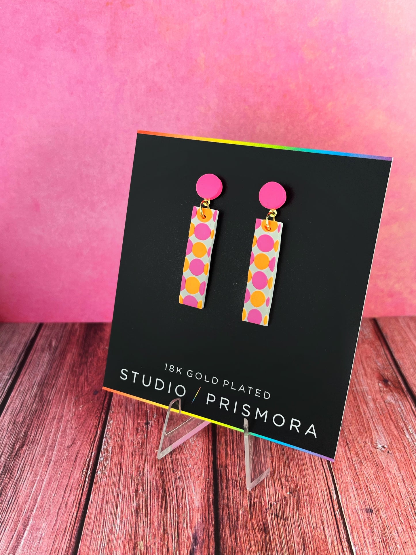 Polka Dot Rectangle Earrings