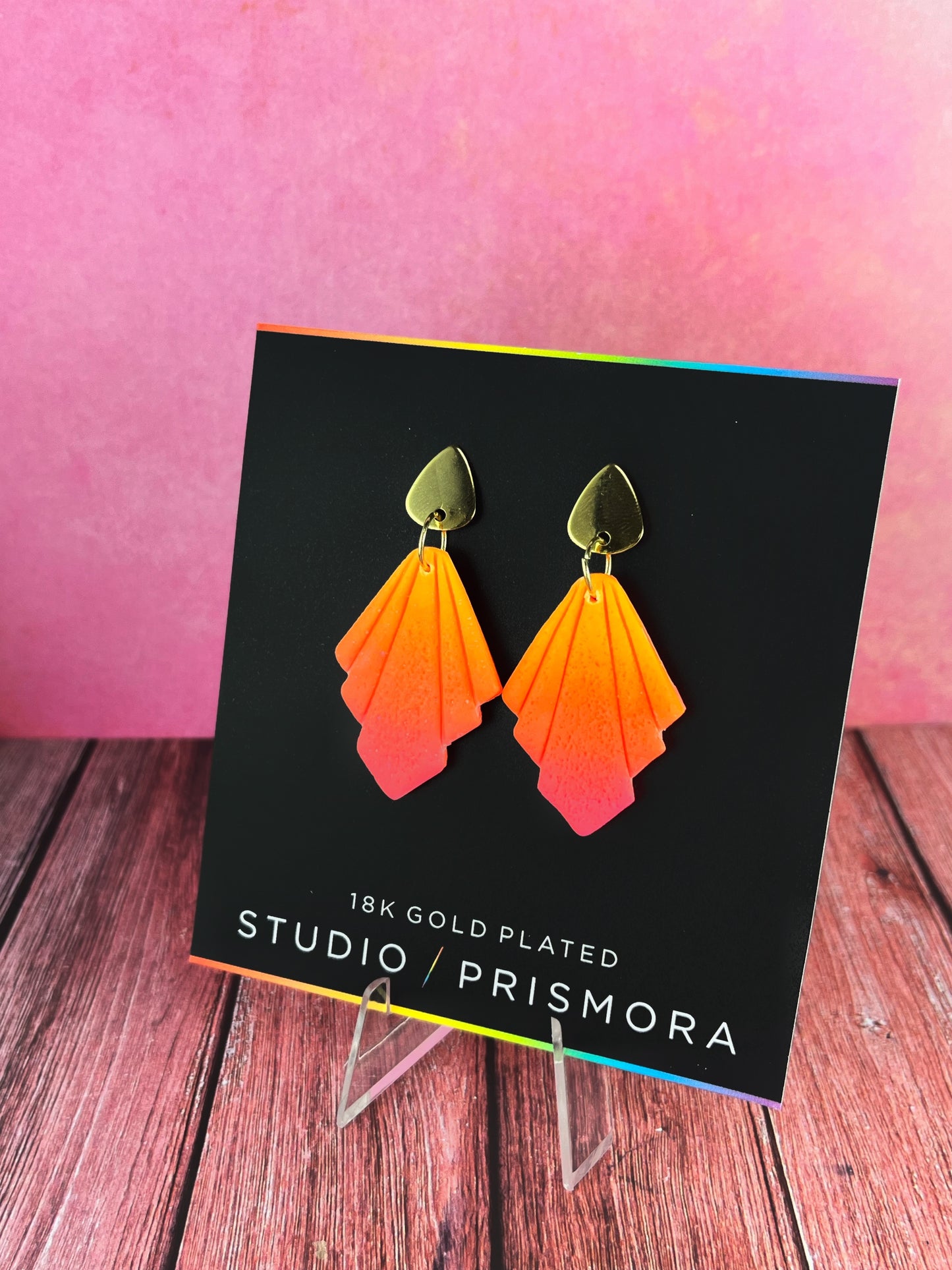 Ombre Gradient Art Deco Fan Earrings