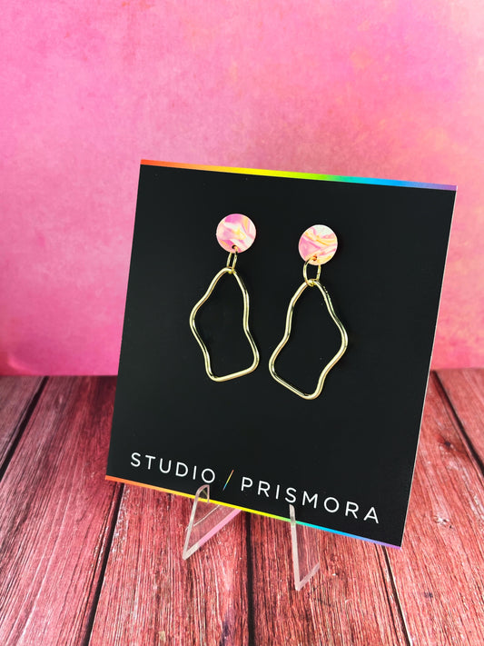 Abstract Stud and Gold Wiggle Earrings