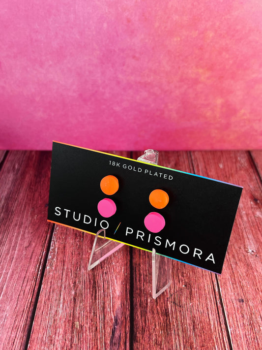 Colour Block Stud Earrings - Pack of 2